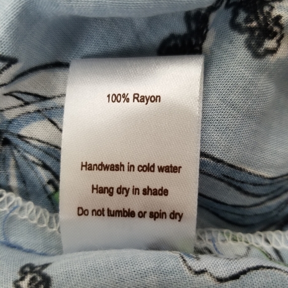 New Tiare Hawaii Blue Maxi Floral Print Short Sleeve Kaftan Maxi Dres Size OS - Picture 16 of 16